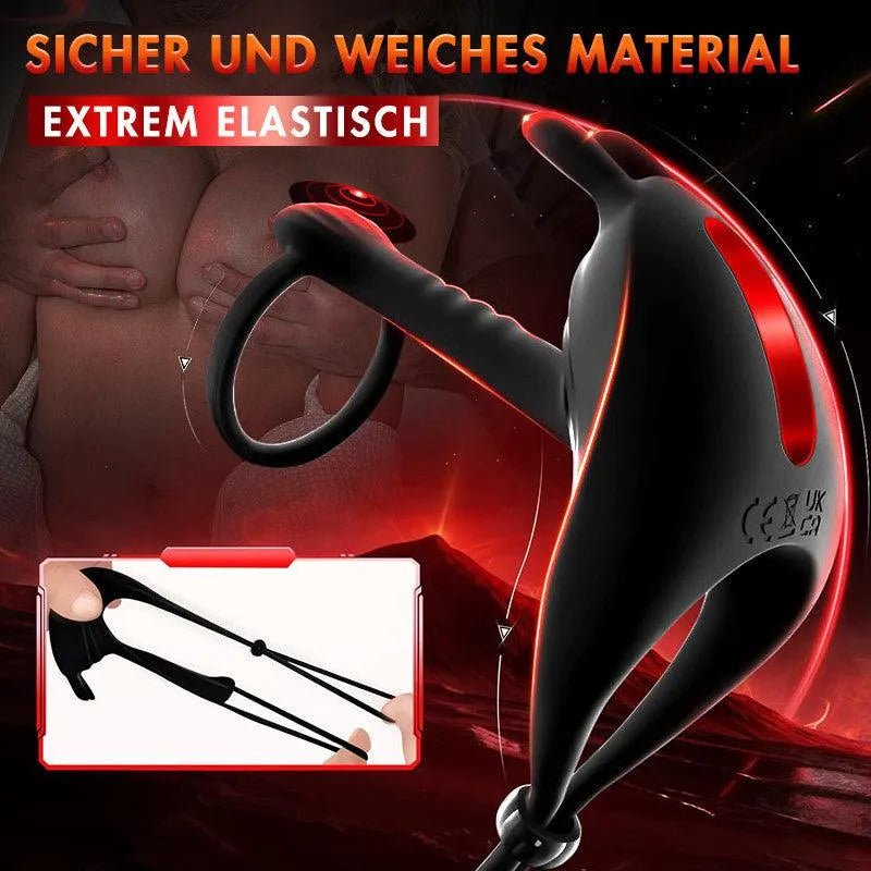 Elektrischer Penisring Silikon Schwarz Mit Vibration, Double Stimulation - 4