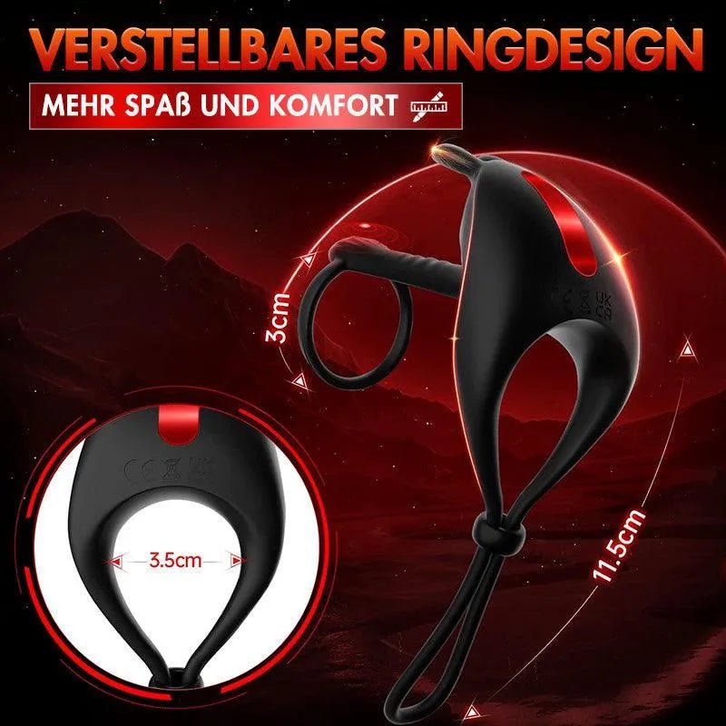 Elektrischer Penisring Silikon Schwarz Mit Vibration, Double Stimulation - 5