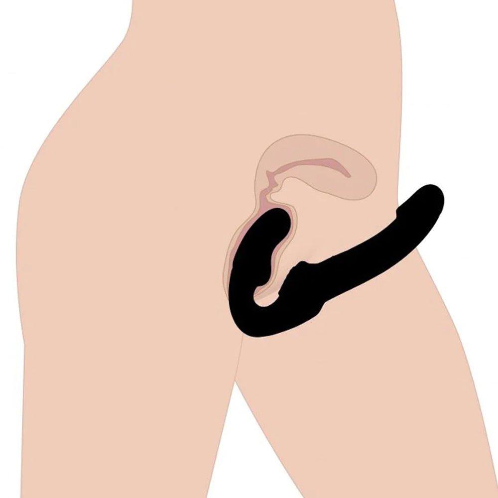Schwarzer Vibrator mit Umschnall-Dildo ohne Gurt