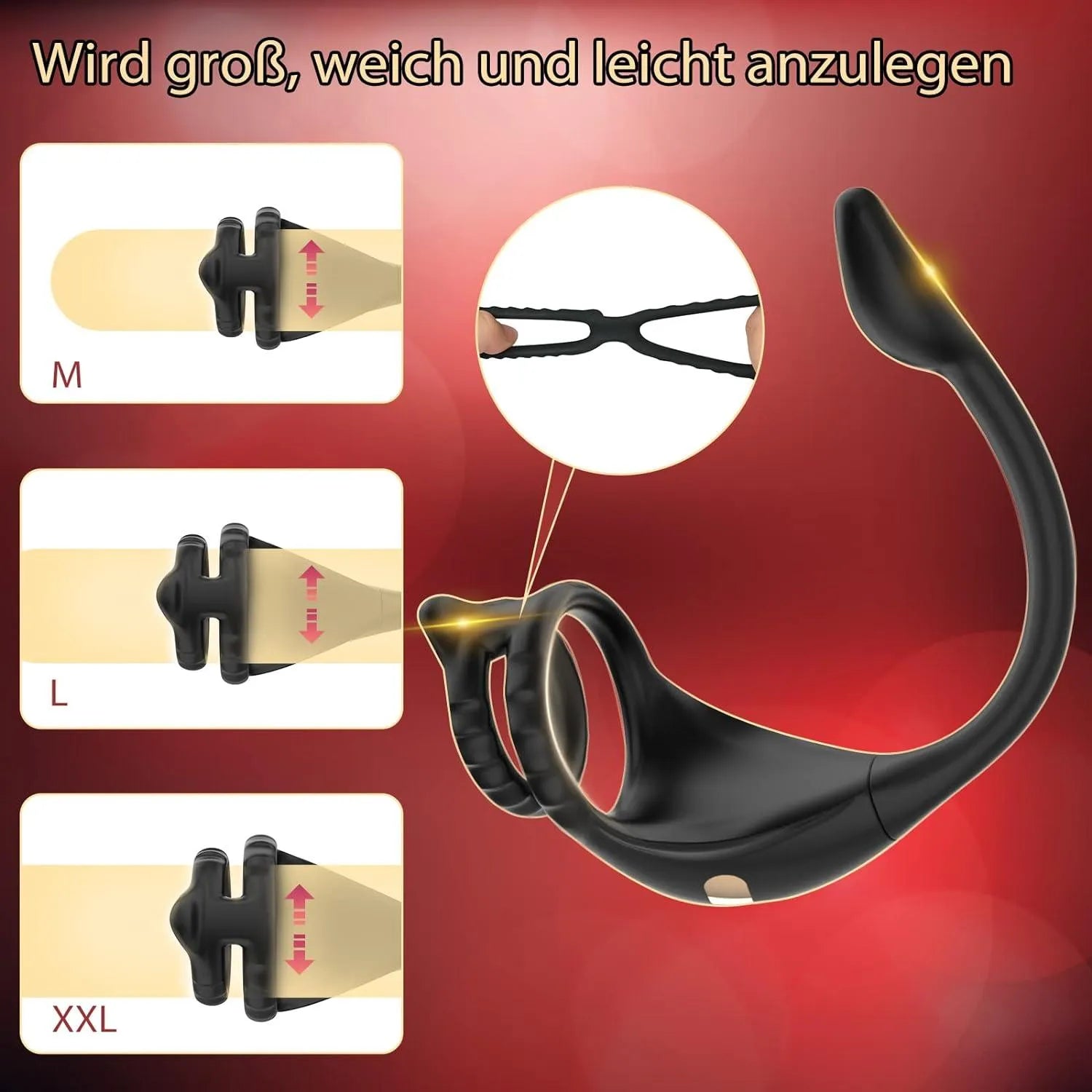 10 Vibrationsmodi Dual Penisringe Massagegerät mit APP - 8