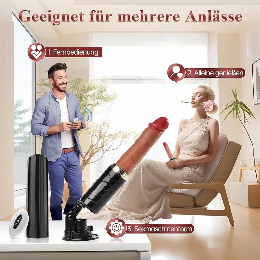 Realistic Prostata Anal Black Dildo Man Machine Ride, Vibrator Schubmodi - 4