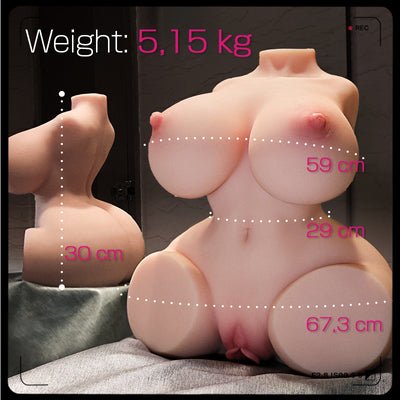 Alle Größenangaben für den Sex Torso sind sorgfältig aufgelistet.
