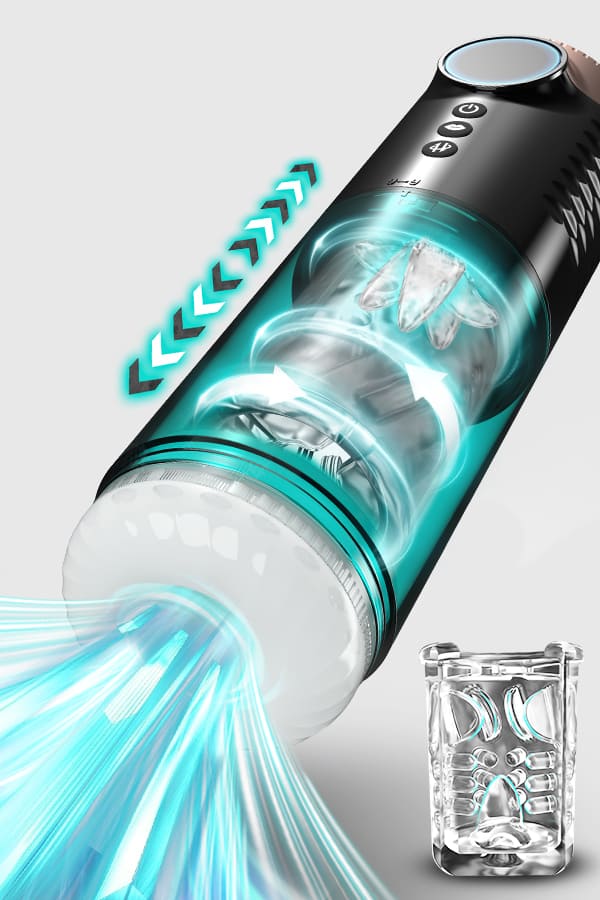 Elektrischer Masturbator mit durchsichtigem Zungeneinsatz und weichem Innenkanal