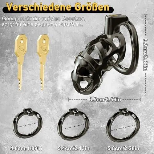 3D Keuschheitskäfig für Männer - Mit 3 abnehmbaren Penisringen - xeoxhoney-de