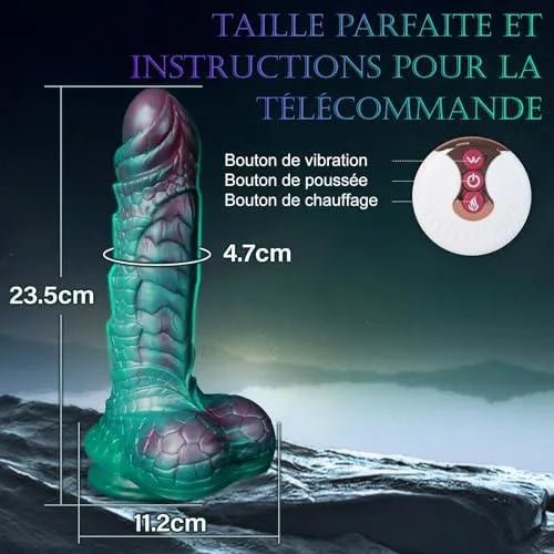 Gesamtansicht des Anal Fantasy Dildo mit Dimensionsangaben – Länge 23,5 cm, maximaler Durchmesser 4,7 cm.