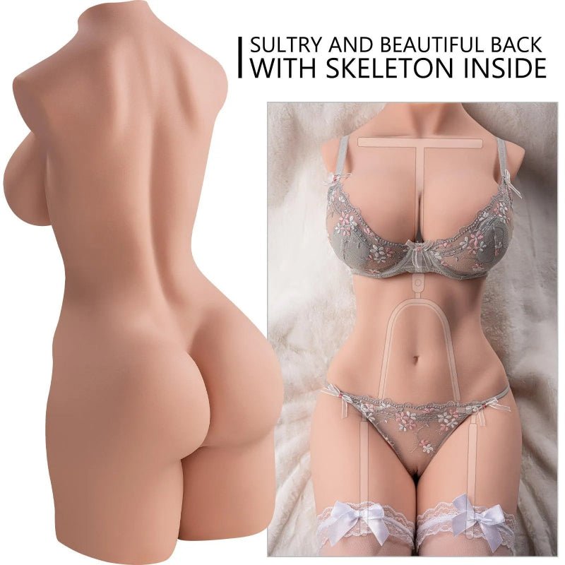 Erika Life Size Sex Torso flach liegend – zeigt die natürlichen Proportionen von Brust, Taille und Hüften.