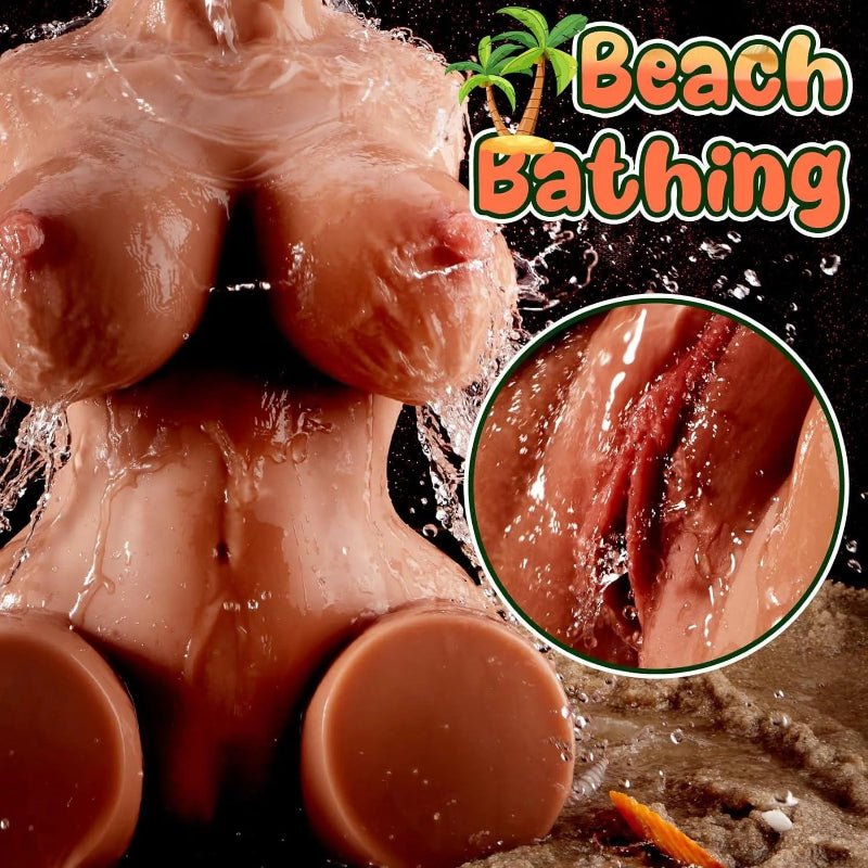 Frontansicht von Isabelle (Weizenfarbe) – natürliche Silhouette mit eleganter Taille und realistischen Brüsten.