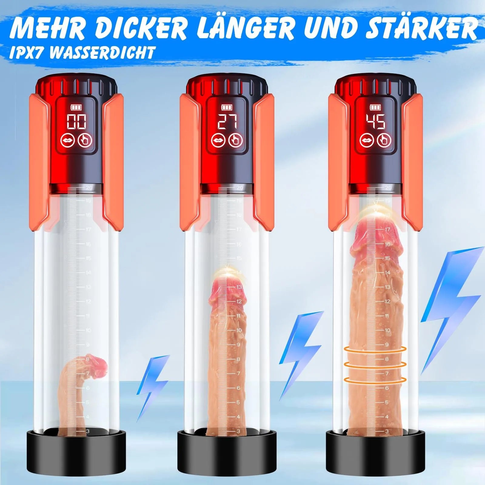 Penis Pumpe mit 5 Saugstufen 100% Wasserdicht Penis Extender - 2