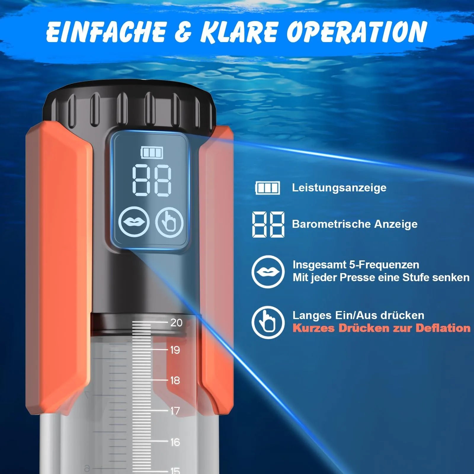 Penis Pumpe mit 5 Saugstufen 100% Wasserdicht Penis Extender - 6