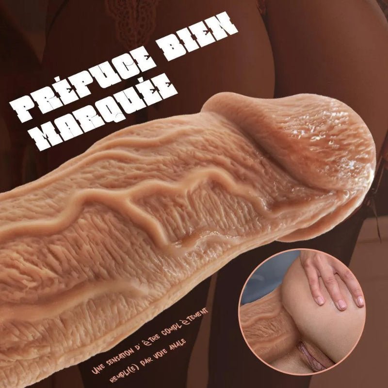 Detailansicht der realistischen Textur und Adern des Dildos – naturgetreu und stimulierend.
