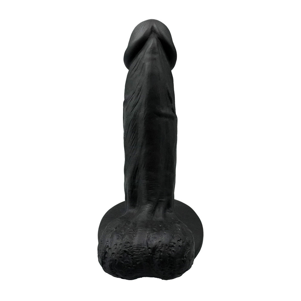 Schwarzer Dildo mit Saugnapf und Hoden BBC