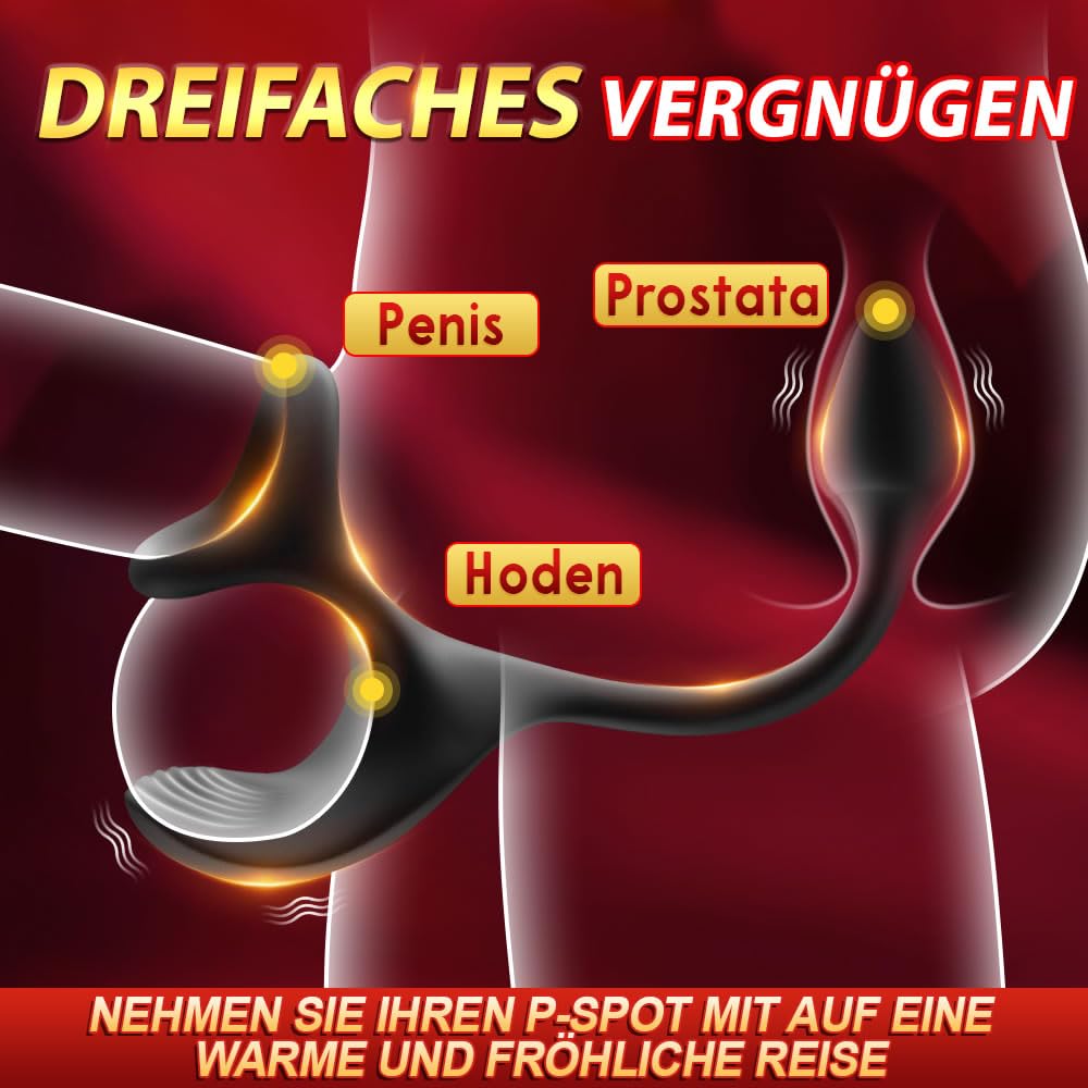 4-in-1 Vibrierenden Penisring Silikon Porn Mit Plug Analvibrator