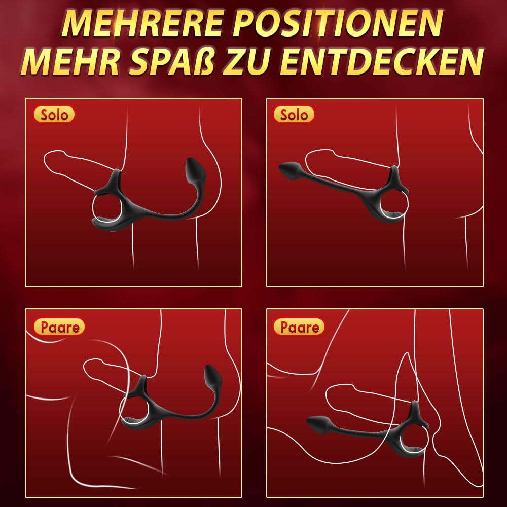 4-in-1 Vibrierenden Penisring Silikon Porn Mit Plug Analvibrator