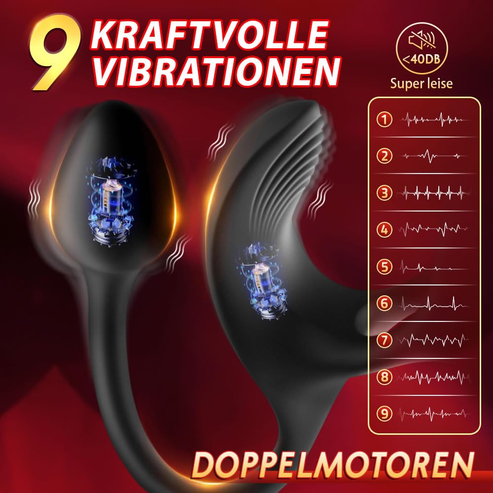 4-in-1 Vibrierenden Penisring Silikon Porn Mit Plug Analvibrator