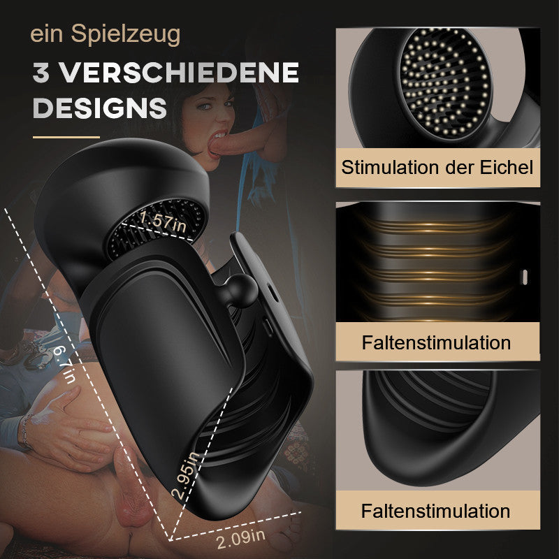 Schwarzer Automatic Masturbator Cup For Men, Vibrator Teleskop