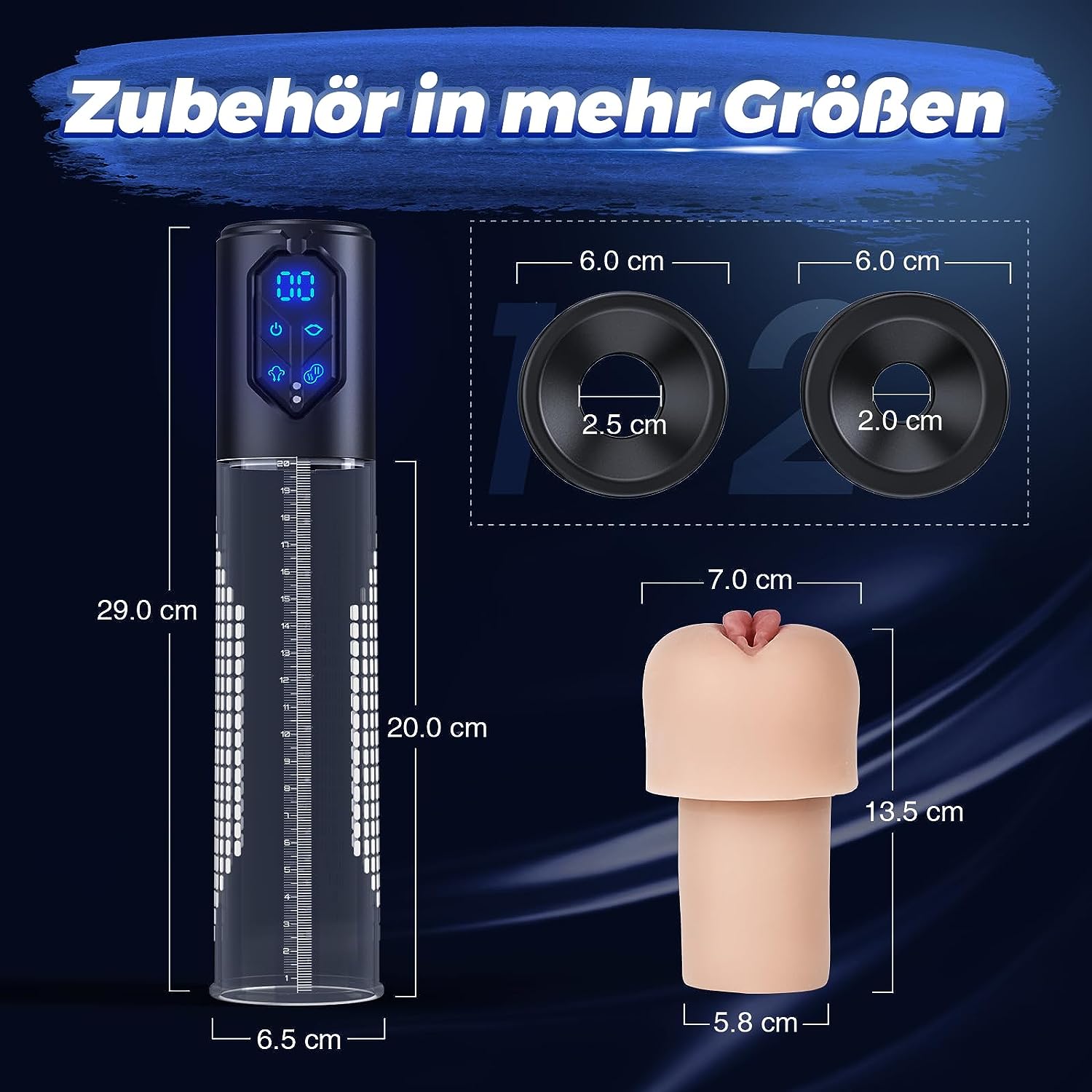 Leistungsstarke Elektropumpe und Masturbator mit 6 Saugstufen 10 Vibrationen