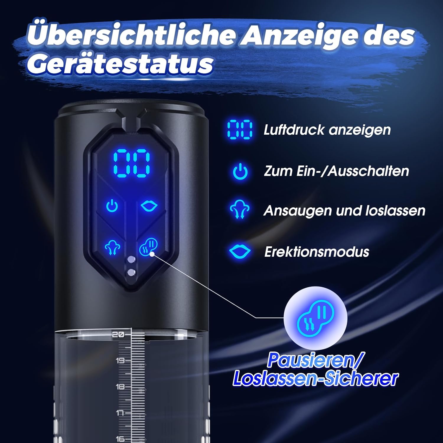 Leistungsstarke Elektropumpe und Masturbator mit 6 Saugstufen 10 Vibrationen