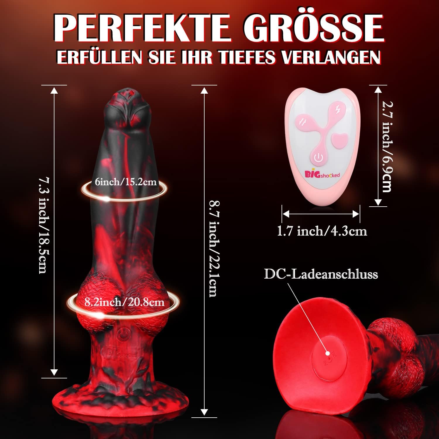 Jeff Anal Vibrator Monster Dildo mit stoßfunktion 14 Modi