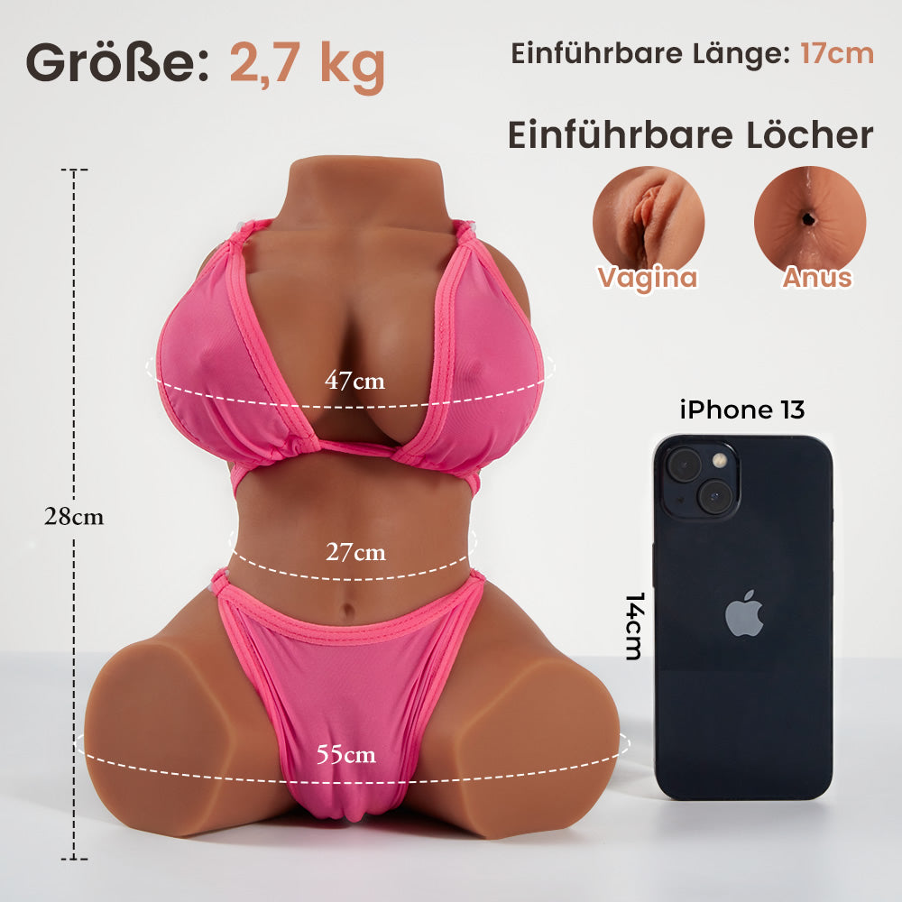 3D Sexueller Torso in hübschem Braun - Charlotte 2.5 kg