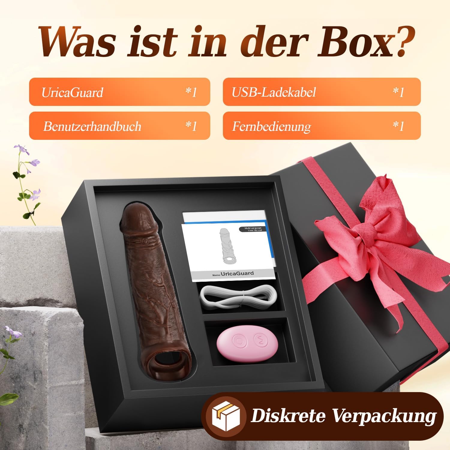 Electric Vibrator Realistic Dildo Sleeve Ring Mit APP - Schwarz/Hautfarbe