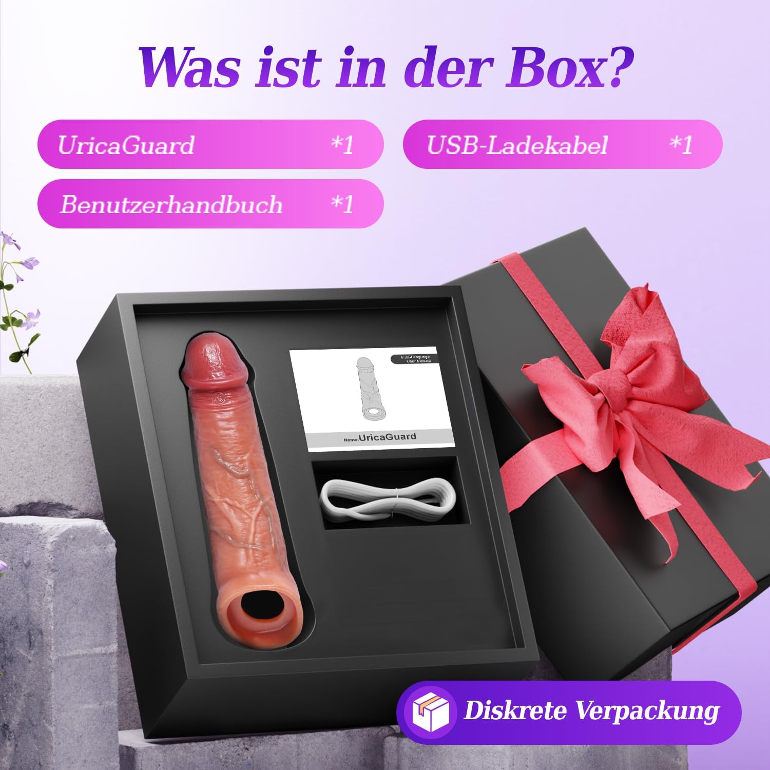 Electric Vibrator Realistic Dildo Sleeve Ring Mit APP - Schwarz/Hautfarbe