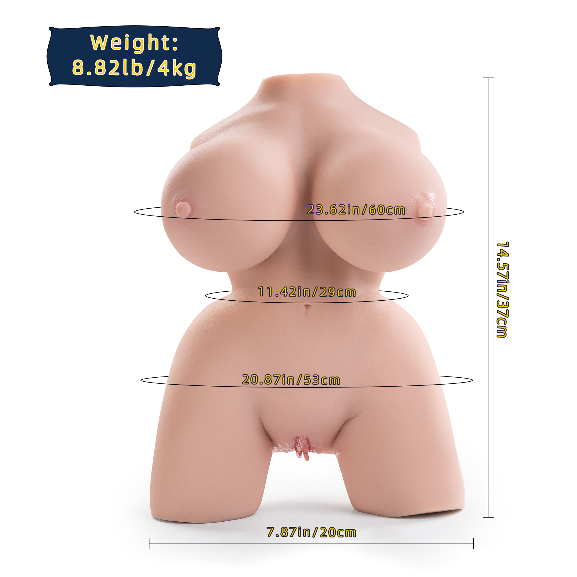 Frida Mini Tpe Bbw Männliche Realistische Sexpuppe Torso Porn, 37CM 4KG