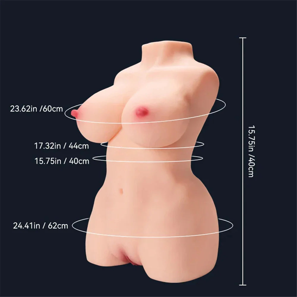 Rose Sexpuppe Klein Porns Torso Männlich, 5.5KG, Schwarz/Weiß