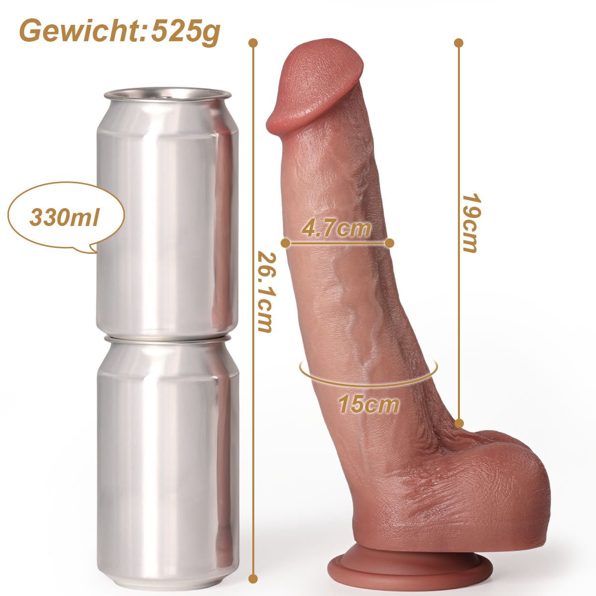 Größe von Dildo mit Saugnapf Noah