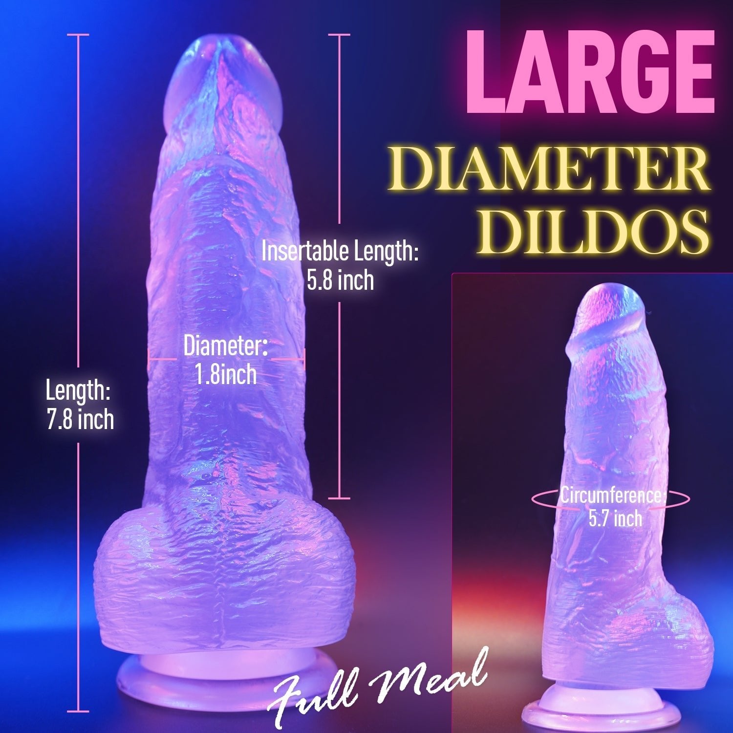 Durchsichtiger Saugnapf-Dildo für Männer und Frauen - King Luc